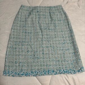 Grace Dane Lewis Blue Twill Ruffle Fairy Pencil Skirt 8